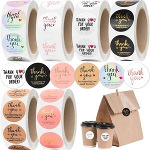 3000 pcs, 1”, Thank You Stickers for Packaging